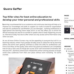 Top Killer sites for best online education to develop your Inter personal and professional skills