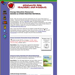 Energy Education Resources - BOOKS & OTHER PRINTED MATERIAL