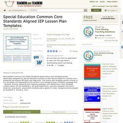 SPECIAL EDUCATION COMMON CORE STANDARDS ALIGNED IEP LESSON PLAN TEMPLATES