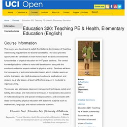 Education 320: Teaching PE & Health, Elementary Education