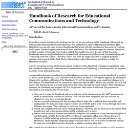 Handbook of Research for Educational Communications and Technology