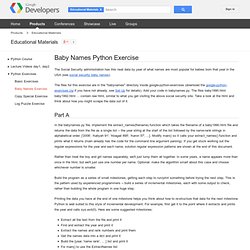 Baby Names Python Exercise - Educational Materials