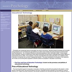 Educational Technology: Effectiveness of Computers in Education