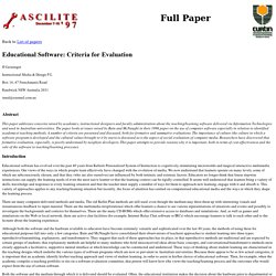 Educational software: Criteria for Evaluation