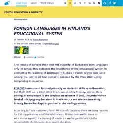 Foreign Languages in Finland's Educational System - The New Federalist