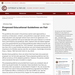 Proposed Educational Guidelines on Fair Use - Copyright Overview by Rich Stim