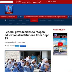 Federal govt decides to reopen educational institutions from Sept 15