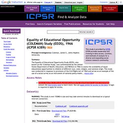 Equality of Educational Opportunity (COLEMAN) Study (EEOS), 1966: Documentation Files