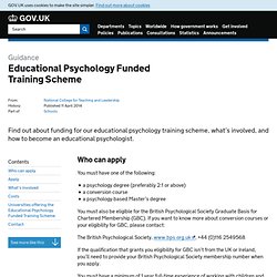 Educational Psychology Funded Training Scheme - Detailed guidance