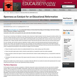 Openness as Catalyst for an Educational Reformation (EDUCAUSE Review
