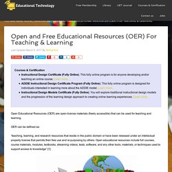 Open and Free Educational Resources (OER) For Teaching & Learning - Educational Technology
