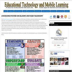 Cartel impresionante de Taxonomía revisada de Bloom ~ Tecnología Educativa y Aprendizaje Móvil