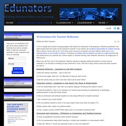 Edunators - Helping Teachers Overcome Obstacles and Focus on Learning - 30 Questions For Teacher Reflection