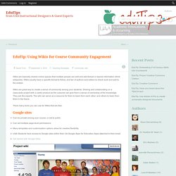 EduTip: Using Wikis for Course Community Engagement