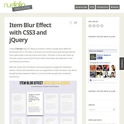 Item Blur Effect with CSS3 and jQuery -