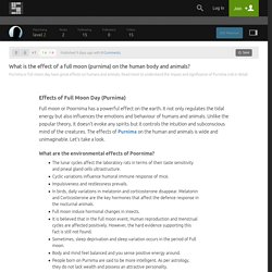 What is the effect of a full moon (purnima) on the human body and animals?