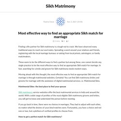 Most effective way to find an appropriate Sikh match for marriage