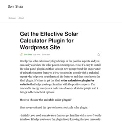 Get the Effective Solar Calculator Plugin for Wordpress Site