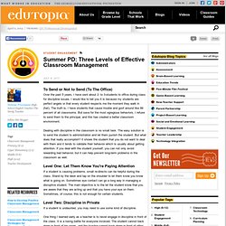 Summer PD: Three Levels of Effective Classroom Management