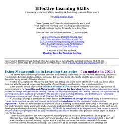 Effective Learning Skills (concentration, memory, and more)