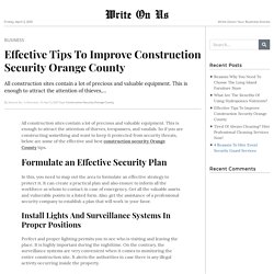 Effective Tips To Improve Construction Security Orange County