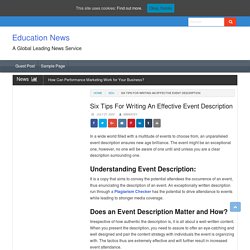 Six Tips For Writing An Effective Event Description - Education News