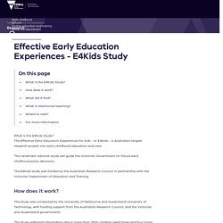 Effective Early Education Experiences - E4Kids Study