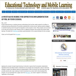 Educational Technology and Mobile Learning: A Must Have Rubric for Effective Implementation of PBL in Your School