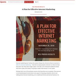 A Plan for Effective Internet Marketing