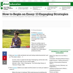 Thirteen Ways to Begin an Essay: How to Compose an Effective Introduction