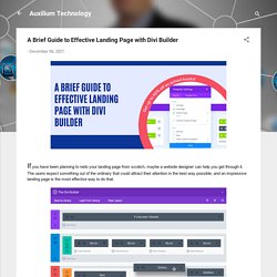 A Brief Guide to Effective Landing Page with Divi Builder