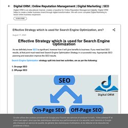 Effective Strategy for Search Engine Optimization are