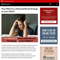How Effective is Read and Recall Strategy to Learn Math?