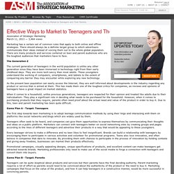 Effective Ways to Market to Teenagers and Their Parents : Marketing Article by Associaton of Strategic Marketing