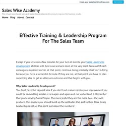 Effective Training & Leadership Program For The Sales Team