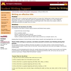writing an effective title : quick help : student writing support : center for writing : university of minnesota