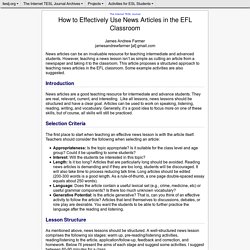 Farmer - How to Effectively Use News Articles in the EFL Classroom