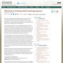Effectively evaluating online learning programs