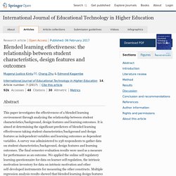 Blended learning effectiveness: the relationship between student characteristics, design features and outcomes ARTICLE