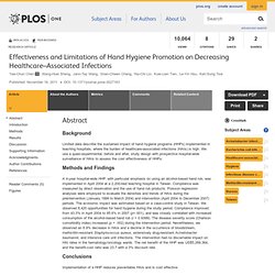 Effectiveness and Limitations of Hand Hygiene Promotion on Decreasing Healthcare–Associated Infections