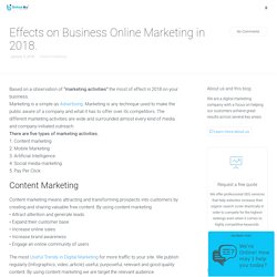 Effects on Business Online Marketing in 2018