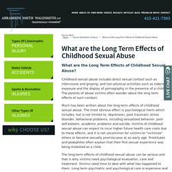 What are the Long Term Effects of Childhood Sexual Abuse