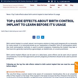 Top 5 side effects about birth control implant to learn before it's usage