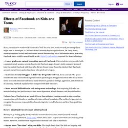 Effects of Facebook on Kids and Teens