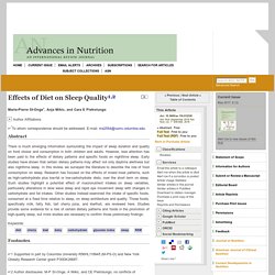 Effects of Diet on Sleep Quality