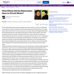 Effects of Reformation Period on Church music