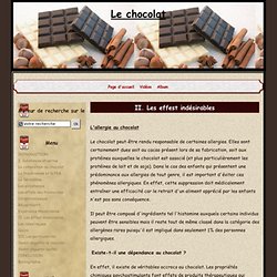 II. Les effest indésirables - Le chocolat