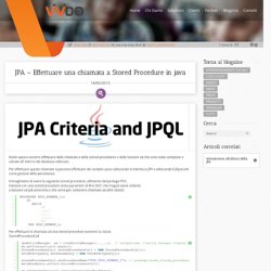 JPA – Effettuare una chiamata a Stored Procedure in java