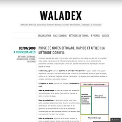 Prise de notes efficace, rapide et utile ! La méthode Cornell « Waladex