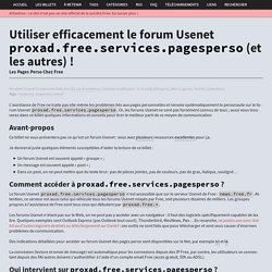 Utiliser efficacement le forum Usenet proxad.free.services.pagesperso (et les autres) - Les Pages Perso Chez Free